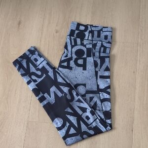 adidas Women's Black and Gray Letter Print Climalite Leggings